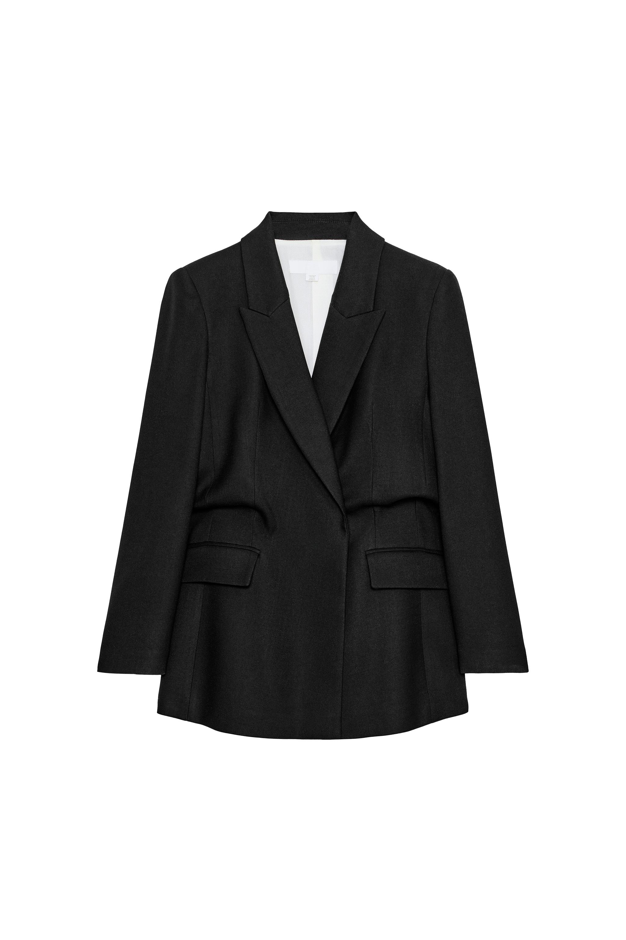 VESTE CROISÉE À TAILLE BALLON ET ÉPAULETTES